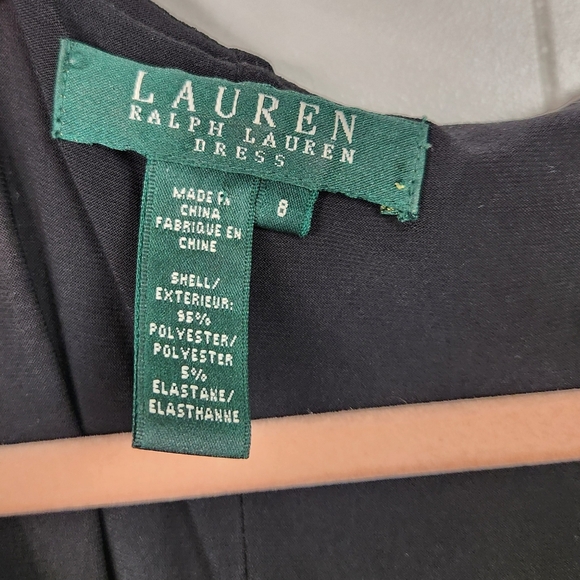 Ralph Lauren Black Dress Ruffles Sleeveless Stretchy Bodycon V-Neck Size 8 - Picture 6 of 10